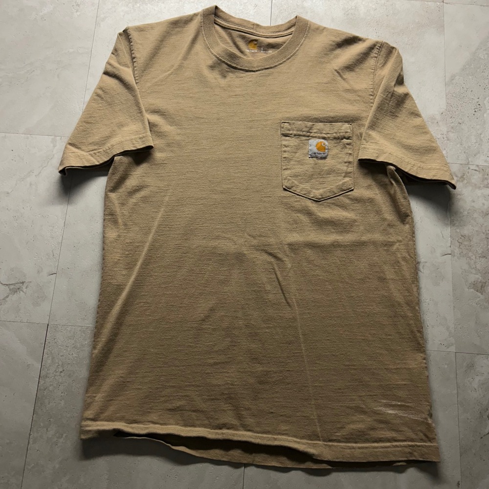 Carhartt Pocket T-Shirt Tan Brown Mens Small Short Sleeve Workwear K87 Tee